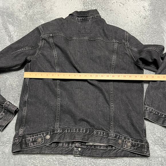 Levi’s Jean Jacket Womens XL Faded Black Button Western Trucker Coat - Picture 4 of 8